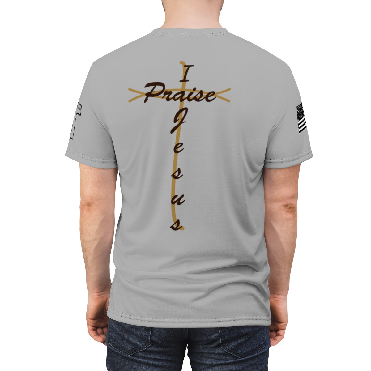 Grey "Redeemed/I Praise Jesus" Uni sex T-shirt Cut & Sew Tee