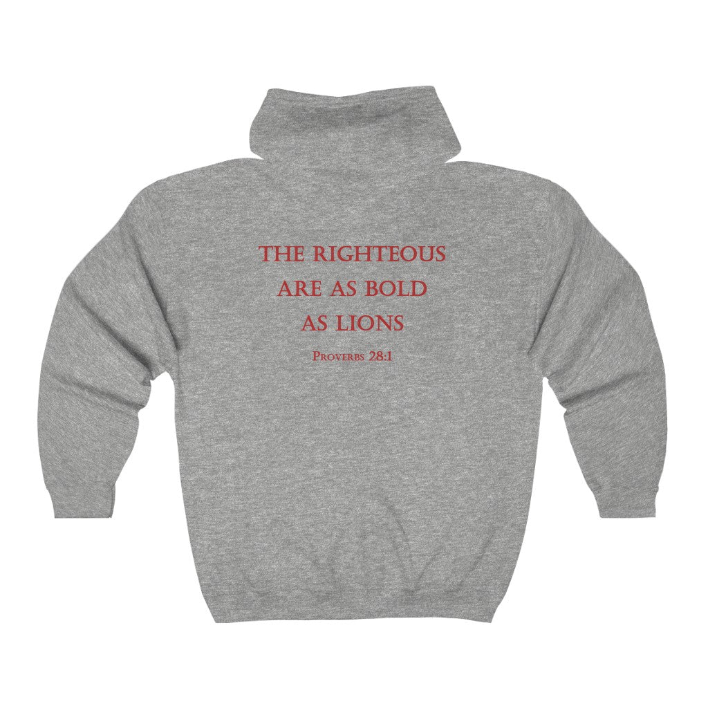 Proverbs 28:1 Full Zip Hooded Sweatshirt