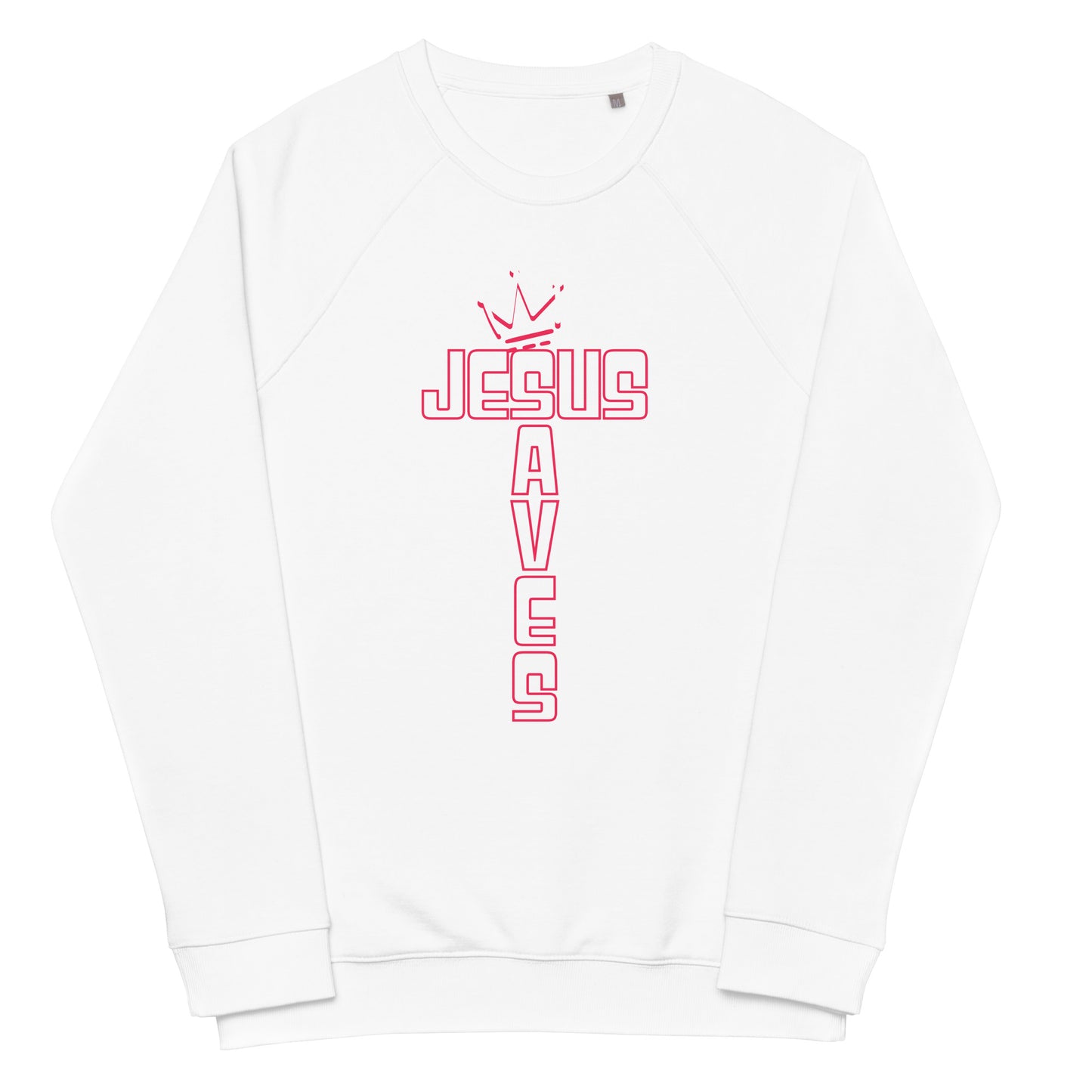 Jesus Saves - White Unisex organic raglan sweatshirt