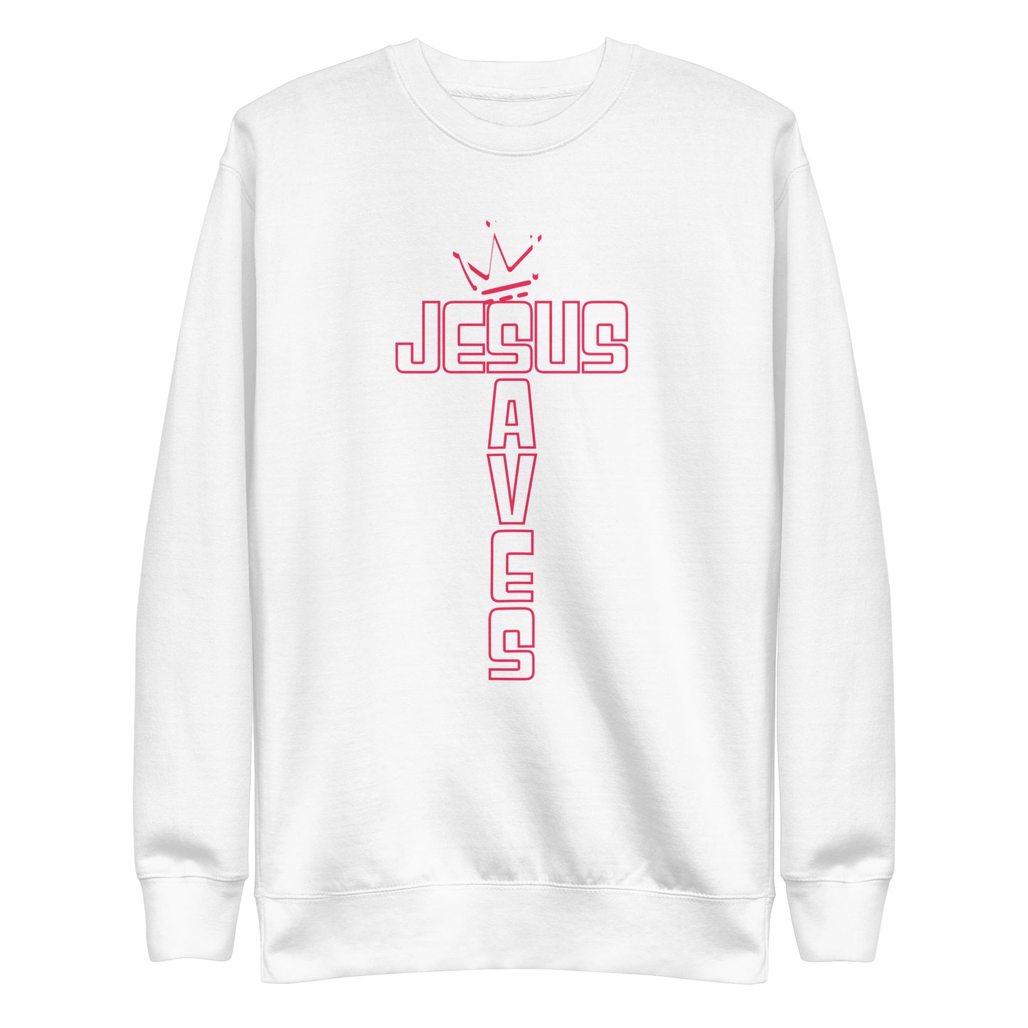 Jesus Saves - White Unisex Premium Sweatshirt